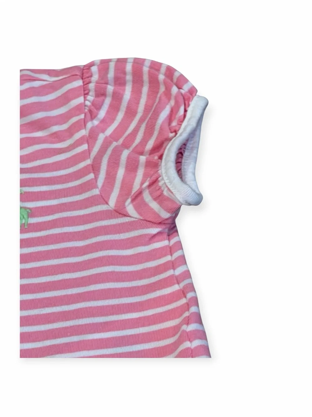 Ralph Lauren, Pink and White Striped Ruffle  Dress with Bloomers, Size 6 mos